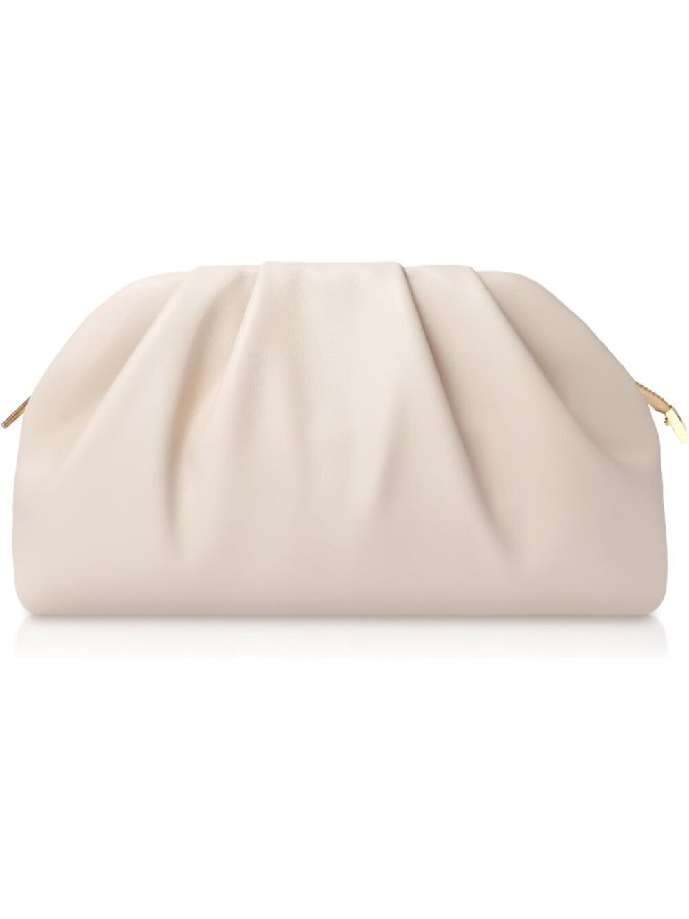 👜Women's Beige Soft Pleated PU Wedding Elegant Evening Clutch Party Purse Bag